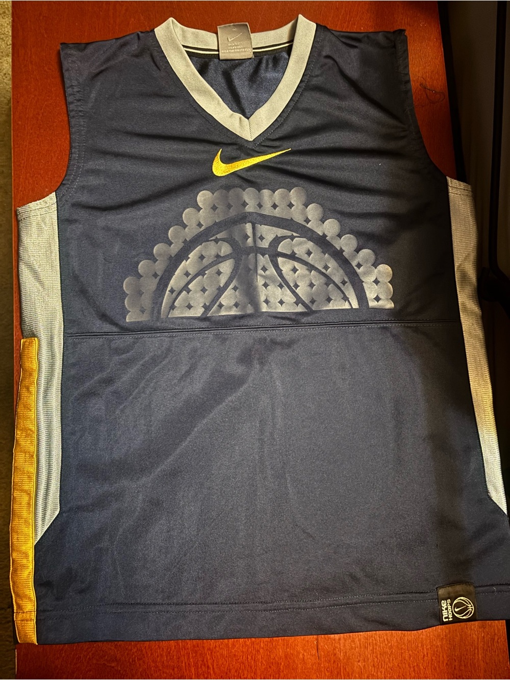 Nike Navy Blue and Yellow Boys' Basketball Jersey Tank